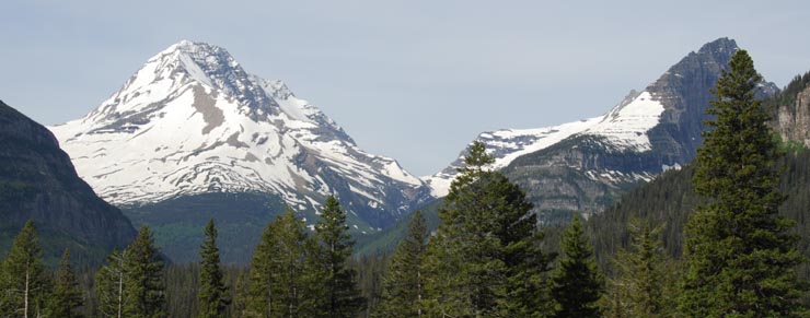 Snow-covered peaks in Glacier National Park
