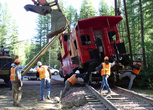 Lifting J.J. onto its track