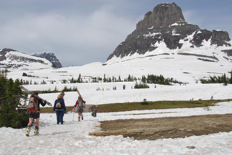 Skiers in Glacier Park